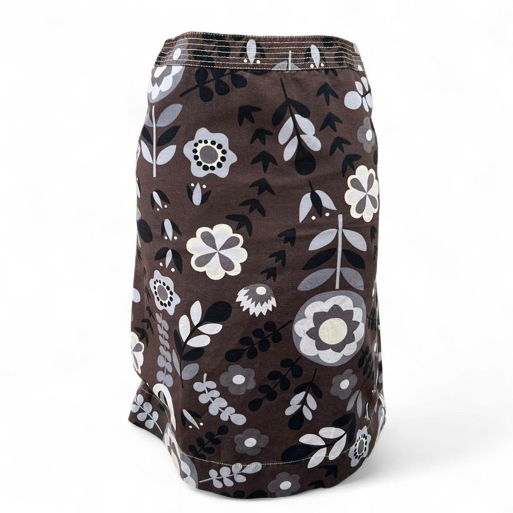 Boden brown blue & white floral cotton midi skirt size 6 long cottagecore